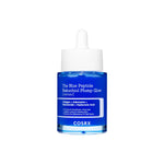 COSRX The Blue Peptide Bakuchiol Plump Glow serum in a blue glass dropper bottle with a white cap, shown on a solid white background.