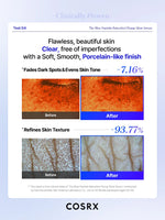 Clinical before and after comparison showing reduced dark spots and refined skin texture with COSRX serum.
