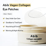 Abib Collagen Eye Patch jar containing 60 patches for nourishing and firming morning and night routines.