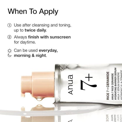 Buy Anua 7 Rice Ceramide Hydrating Barrier Serum 50ml Online in Saudi Arabia - YASHIE SA