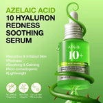 Anua Azelaic Acid 10 Hyaluron Redness Soothing Serum bottle wrapped in a green botanical vine stem