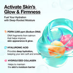 Visual of PDRN, Hyaluronic Acid, and Hydrolyzed Collagen explaining skin firmness and moisture barrier.