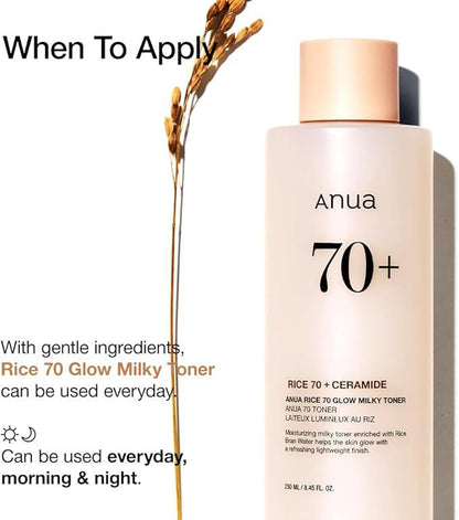 Buy Anua Rice 70 Glow Milky Toner 250ml Online in Saudi Arabia - YASHIE SA