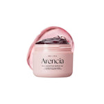 Pink skincare product container with 'Arencia' branding on a white background