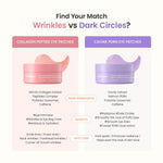 Biodance comparison chart: Collagen Peptide vs. Caviar PDRN Eye Patches benefits and ingredients.