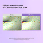 Before and after scan showing improved skin texture around the eye area after one use of Biodance patches.