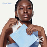 Model holding a blue Biodance facial sheet mask packet labeled "no. 1 face masks online in the US."