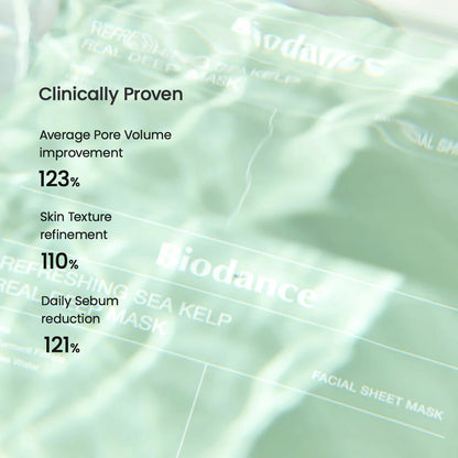 Infographic showing clinical results for pore volume, texture, and sebum reduction.