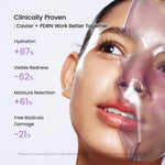 Infographic showing clinical results: +87% hydration and -62% redness using Biodance Caviar PDRN mask.