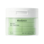 Biodance Sea Kelp Gel Toner Pads 60-count tub on a white background.