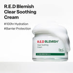 Close-up of the smooth, white gel-cream texture of the Red Blemish Clear Soothing Cream.