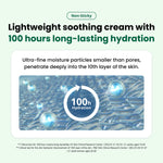 Diagram showing moisture particles penetrating 10 layers of skin for 100-hour hydration.