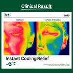 Thermal imaging showing an instant 6-degree cooling effect on the face after application.