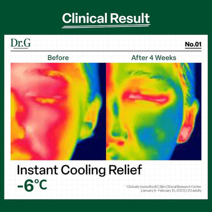 Thermal imaging showing an instant 6-degree cooling effect on the face after application.