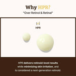Close-up of the smooth, creamy serum texture highlighting HPR as a gentle, next-generation retinoid.