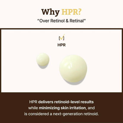 Close-up of the smooth, creamy serum texture highlighting HPR as a gentle, next-generation retinoid.