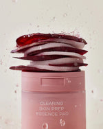 Fresh red beet slices stacked on top of House of Hur essence pad jar.