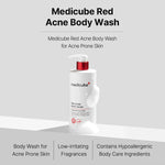 Medicube Red Body Wash bottle with ingredients details on a white background