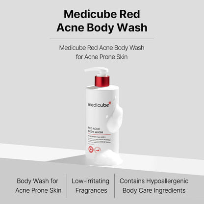 Medicube Red Body Wash bottle with ingredients details on a white background