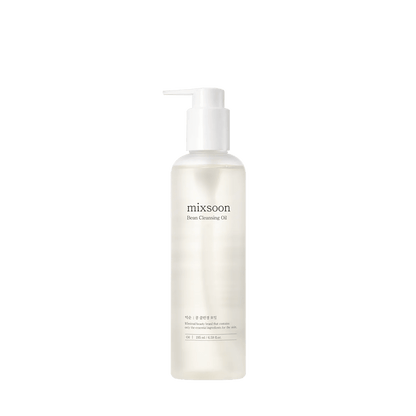 Front view of Mixsoon Bean Cleansing Oil 195ml bottle with white pump dispenser.