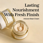 Overhead view of an open jar of mixsoon Bean Cream highlighting its fresh finish and lasting nourishment.