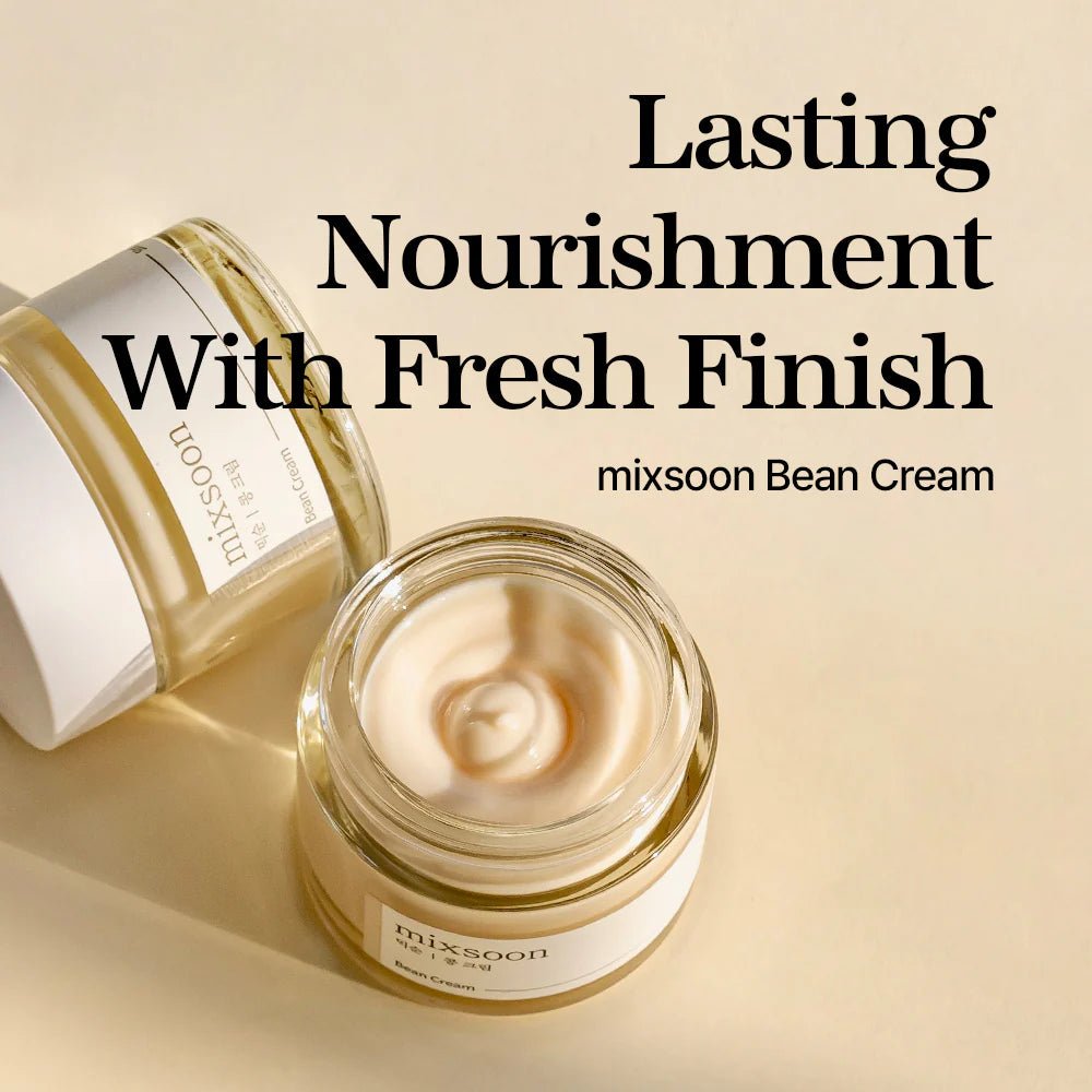Overhead view of an open jar of mixsoon Bean Cream highlighting its fresh finish and lasting nourishment.