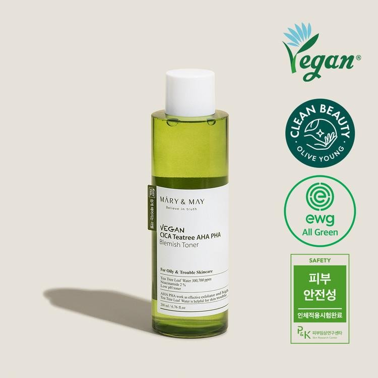 Buy Mary & May Vegan CICA Tea Tree AHA PHA Toner 200ml Online in Saudi Arabia - YASHIE SA